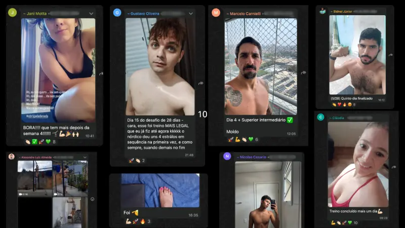 Collage de testimonios de alumnos en mensajes y fotos